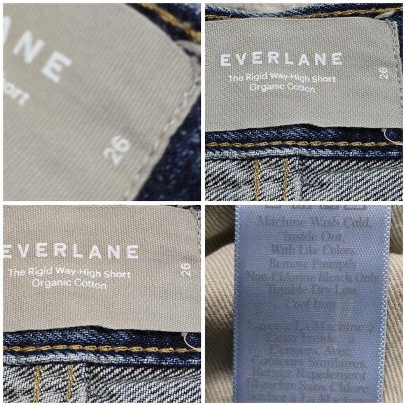Everlane Womens Blue Denim The Rigid Way High‎ Shorts Fringe Hem Button Fly 26 - Picture 5 of 8